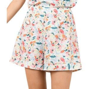 Molly Bracken Floral Print High Waisted Shorts Size Medium